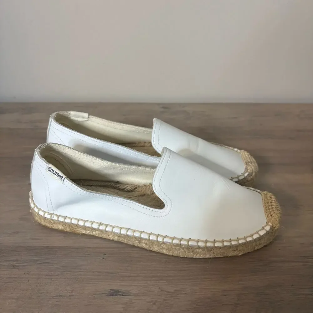 Soludos The Smoking Espadrille in Ivory Linen Twill White Size 6